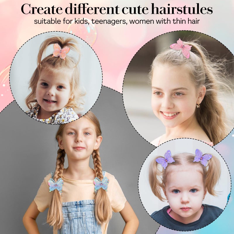 Yuanchu 20 Pcs Butterfly Elastic Hair Ties, Colorful Hair Scrunchie with Butterfly Cute Hair Bands Butterflies Accessories Clips Holders with Bows for Women - Image 3